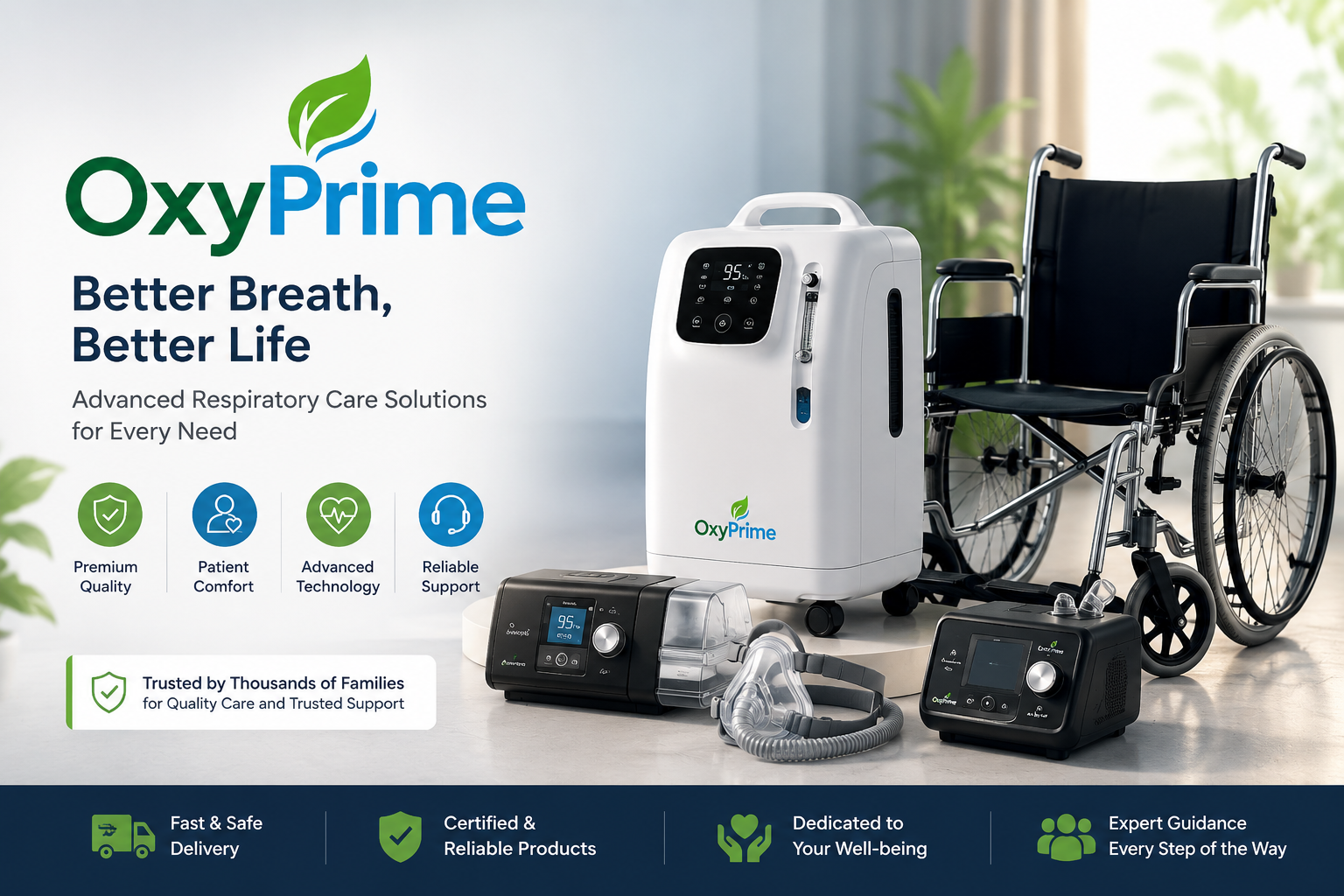 OxyPrime — oxygen concentrators, CPAP & BiPAP machines and wheelchairs
